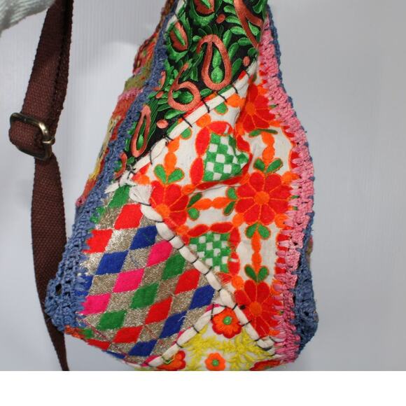 Imayin Bolso Jaffna Embroidered Patchwork Handle Crossbody Tote Colorful NWT - Picture 13 of 15